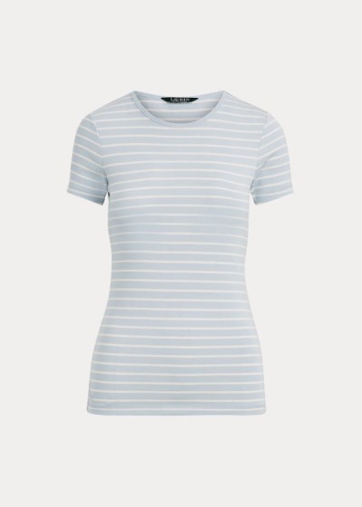 Playeras Ralph Lauren Mujer Azules / Creme - Striped Cotton-Blend - OQAIH3970